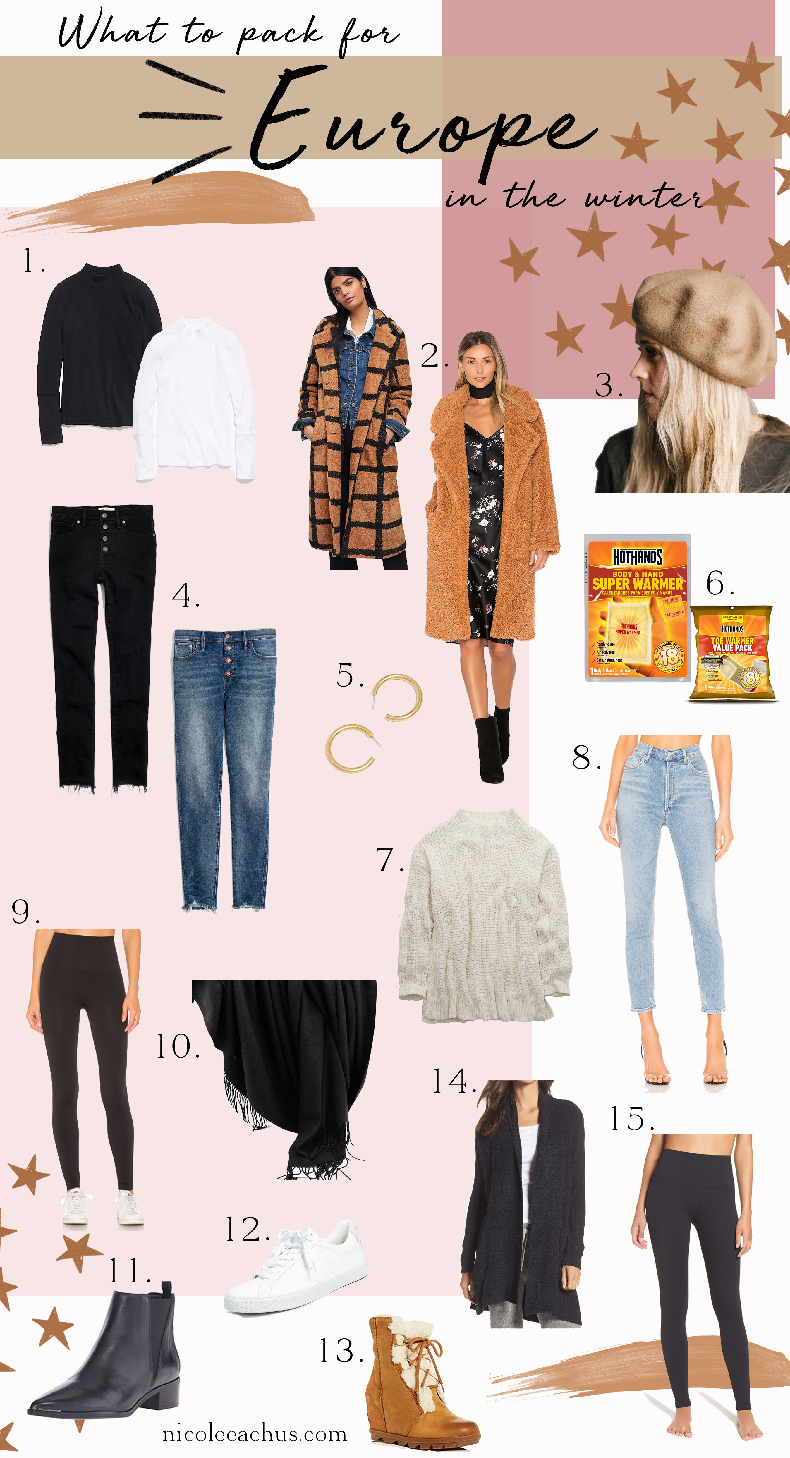 Nicole eachus, what to pack for winter, winter packing list, Europe travel, pack for Europe, what to wear in Paris, what to wear in Sweden, Amsterdam pack list